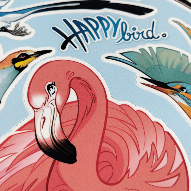 A4 - Planche de 16 Stickers d'Oiseaux 