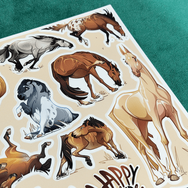 A4 - Planche de Stickers de Chevaux
