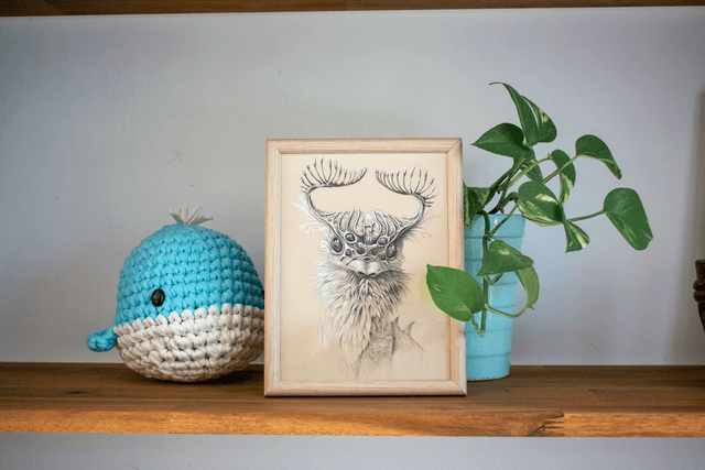 Araknet - Crayon noir et blanc - 15x20 cm