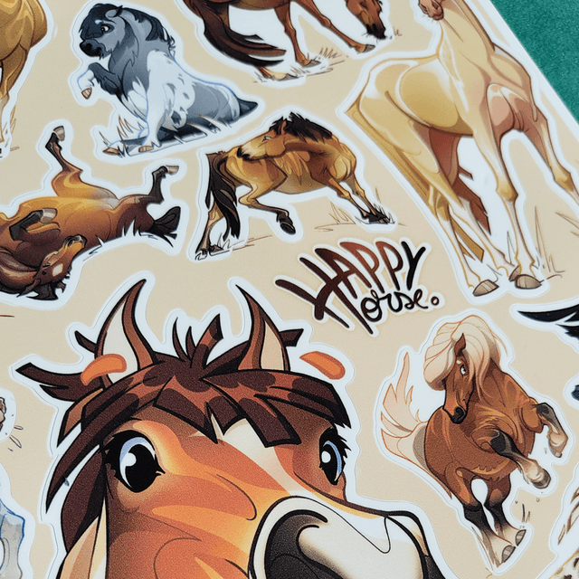 A4 - Planche de Stickers de Chevaux