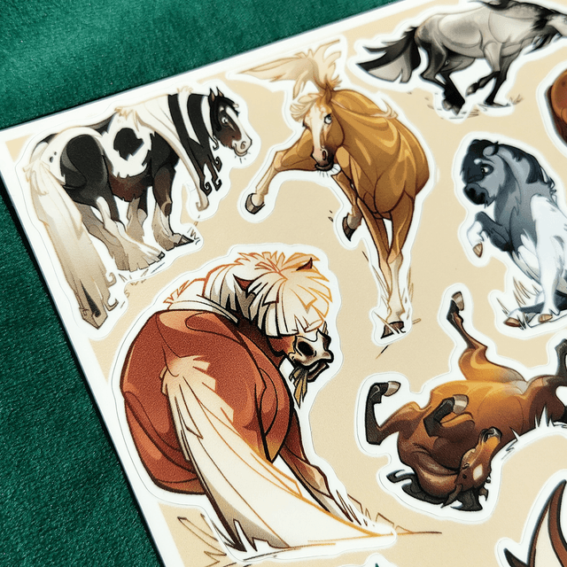 A4 - Planche de Stickers de Chevaux